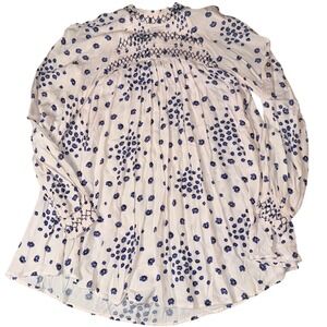 Free People Flowers in her hair Smocked Neck Floral Long Sleeve Tunic Top XS